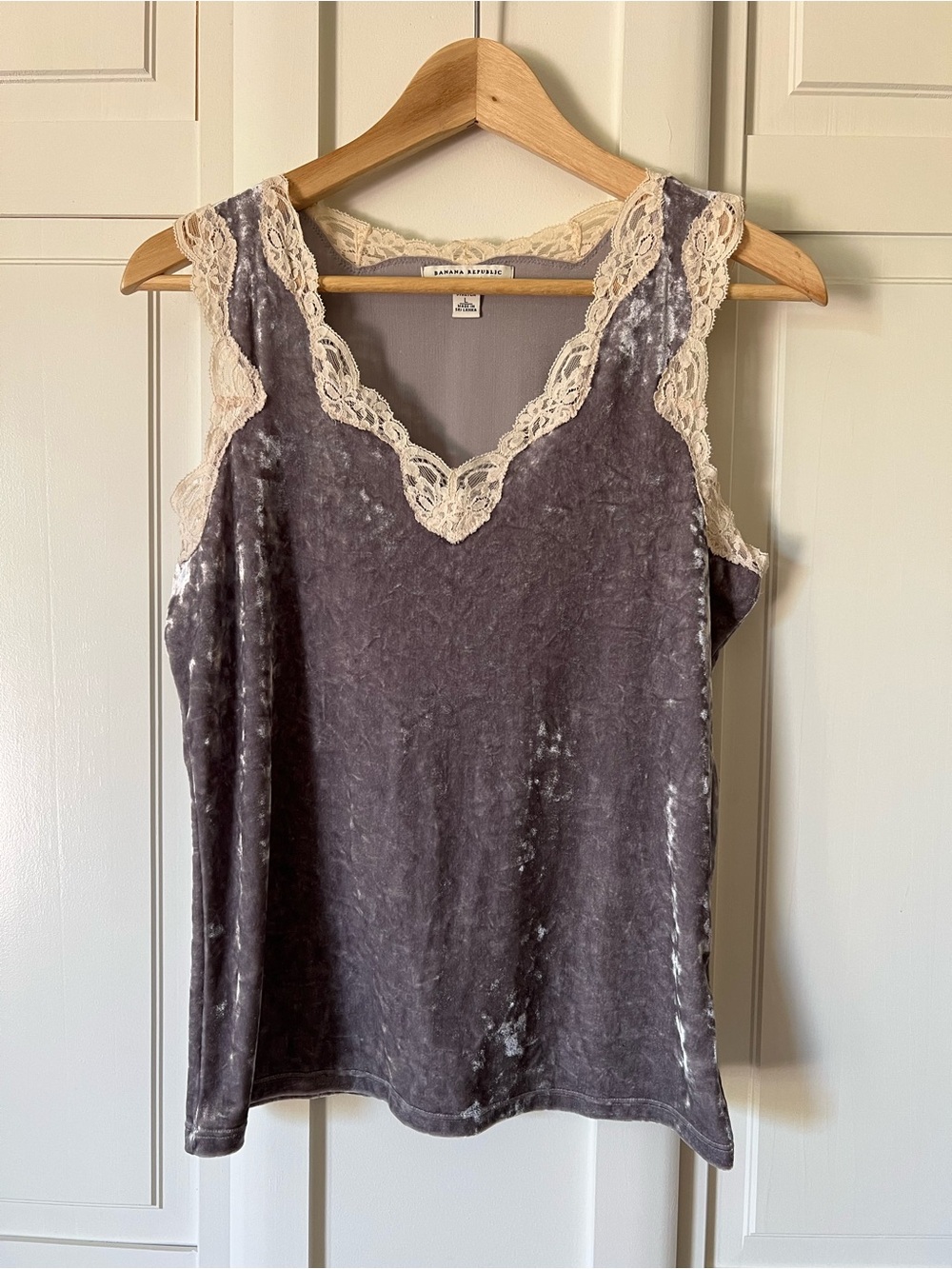 Banana Republic Y2K Crushed Velvet Lace-Trim Camisole